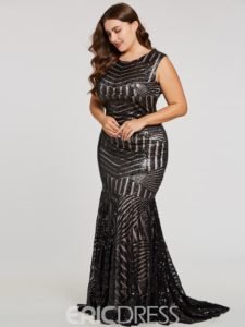 Ericdress Sequins Mermaid Plus Size Evening Dress Without Sleeves