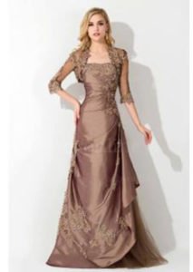 Elegant A-Line Strapless Mother of the Bride Dresses Appliques Tulle Party Dresses with Coat