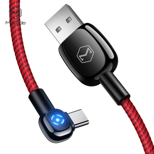 Woodpecker Series 90 Degree Auto Disconnect Type-C Intelligent Data Cable 1.2m Red 2