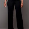 LovelyTrendy High Waist Double-breasted Decorative Black Polyester Pants 3