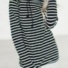 Leisure Long Sleeves Striped Black Polyester Pullovers 3