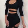 Sexy Turtleneck Hollow-out Black Polyester Mini Dress 3