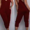 Lovely Euramerican Dew Shoulder Wine Red One-piece Jumpsuit 3