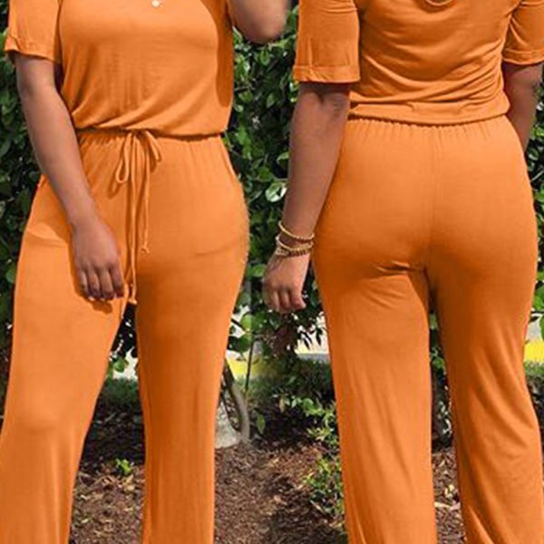 Lovely Euramerican Lace-up Orange One-piece Jumpsuit 2