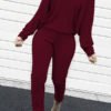 Lovely Casual Dew Shoulder Blending Wine Red One-piece Jumpsuit 3