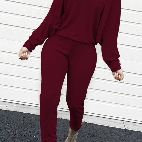 Lovely Casual Dew Shoulder Blending Wine Red One-piece Jumpsuit 2