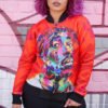 Lovely Casual Portrait Printed Red Knitting Jacket 3