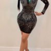 Lovely Sexy Hot Drilling Decorative Black Gauze Mini Dress(No Underwear Set Included) 3