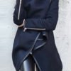 Lovely Casual Long Sleeves Irregular Dark Blue Coat 3