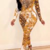 Lovely Casual Printed Yellow Twilled Satin One-piece Jumpsuit 3