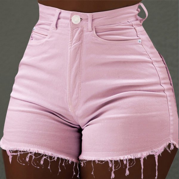 Lovely Trendy Skinny Pink Denim Shorts 2
