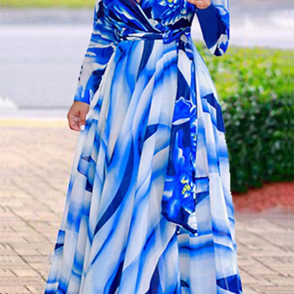 Lovely Casual Printed Blue Floor length Dress 2