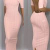 Lovely Trendy Backless Pink Ankle Length Dress 3