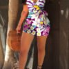 Lovely Bohemian Floral Printed Purple One-piece Romper 3
