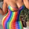 Lovely Sexy Striped Multicolor Mini Dress(With Elastic) 3