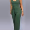 Lovely Casual Lace-up Army Green One-piece Jumpsuit(With Elastic) 3