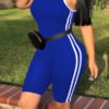 Lovely Casual Striped Patchwork Royal Blue One-piece Romper 3