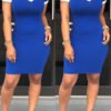 Lovely Casual Patchwork Royal Blue Mini Dress(With Elastic) 3