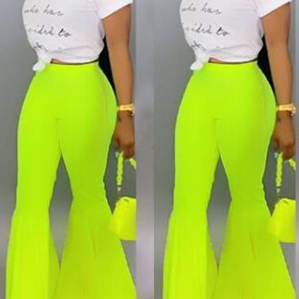 Lovely Stylish High Waist Green Horn-type Pants 2