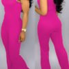 Lovely Casual O Neck Rose Red One-piece Jumpsuit 3