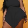 Lovely Sexy Halter Neck Asymmetrical Black One-piece Romper 3