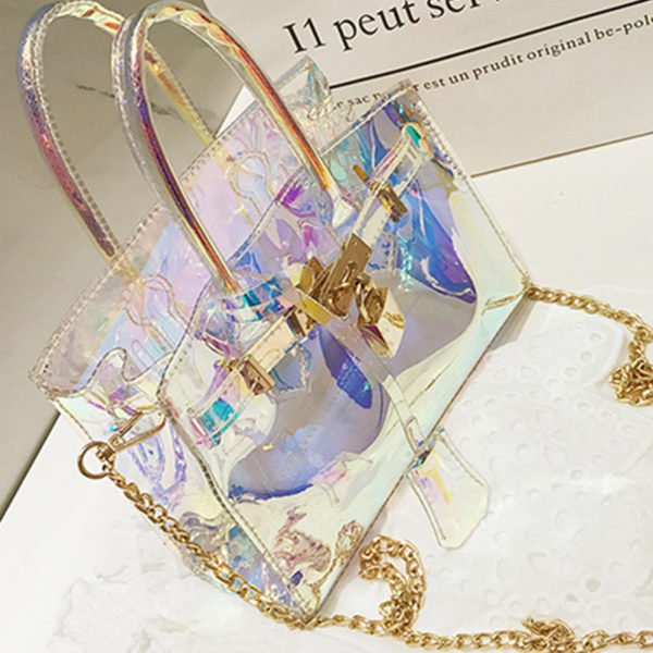 Lovely Fashion See-through Baby Blue PU Crossbody Bag 2