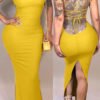 Lovely Casual Backless Yellow Qmilch Ankle Length Dress 3