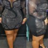 Lovely Sexy See-through Patchwork Black Mini Plus Size Dress 3