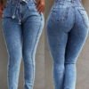 Lovely Casual Raw Edge Baby Blue Jeans 3