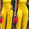 Lovely Casual Pocket Patched Yellow One-piece Jumpsuit 3