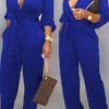 Lovely Work Lace-up Loose Blue One-piece Jumpsuit 3