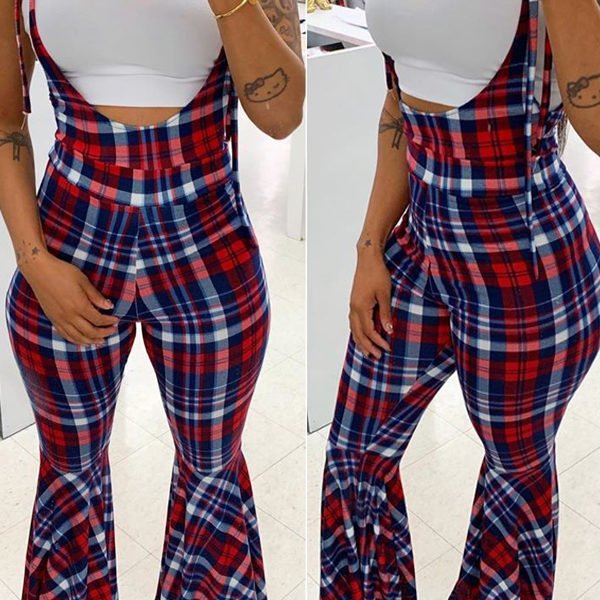 Lovely Casual Plaid Printed Multicolor One-piece Jumpsuit 2