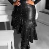 Lovely Trendy Asymmetrical Design Black Skirt 3