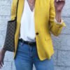 Lovely One-button Yellow Blazer 3