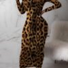 Lovely Casual Leopard Printed Black Ankle Length Dress 3