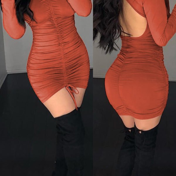Lovely Sexy Hollow-out Umber Mini Dress 2
