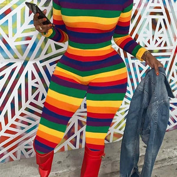 Lovely Chic Striped Skinny Multicolor One-piece Jumpsuit 2