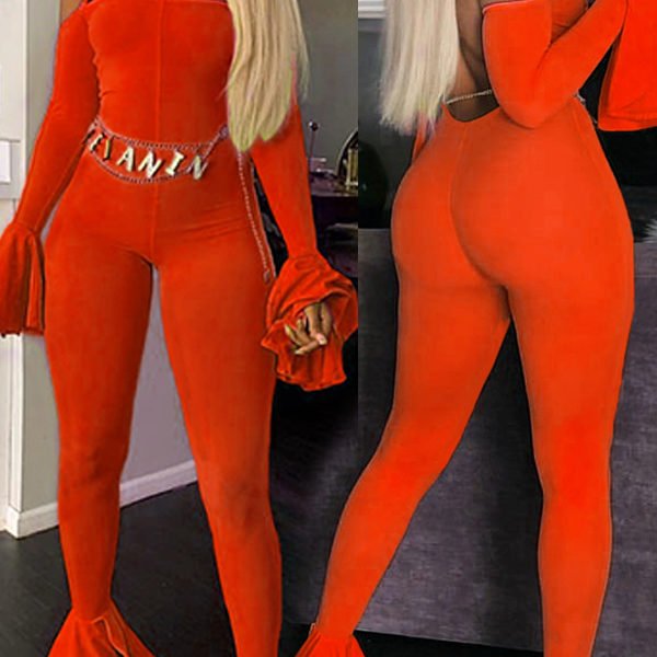 Lovely Sexy Backless Orange One-piece Jumpsuit(Without Accessory) 2