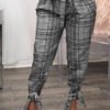 Lovely Casual Plaid Printed Grey Pants 3