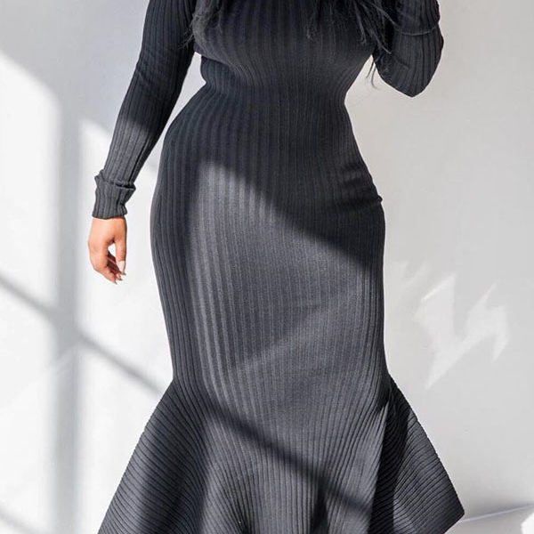 Lovely Casual Skinny Black Floor Length Trumpet Mermaid Dress 2