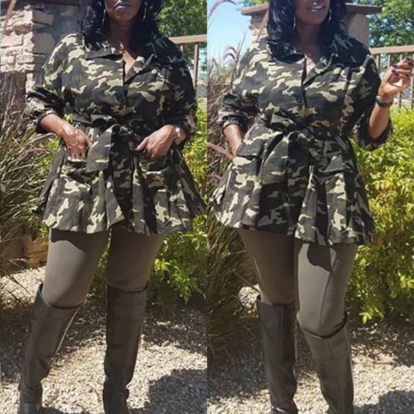 Lovely Casual Camouflage Printed Plus Size Jacket 2