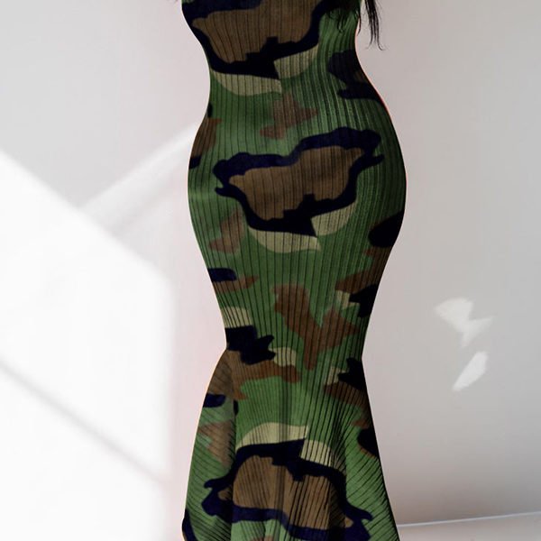 Lovely Casual Camouflage Printed Ankle Length Dress 2