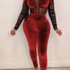 Lovely Sexy See-through Wine Red One-piece Jumpsuit 3