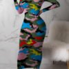 Lovely Casual Camouflage Printed Multicolor Mid Calf Dress 3