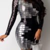 Lovely Party Patchwork Sequined Black Mini Dress 3