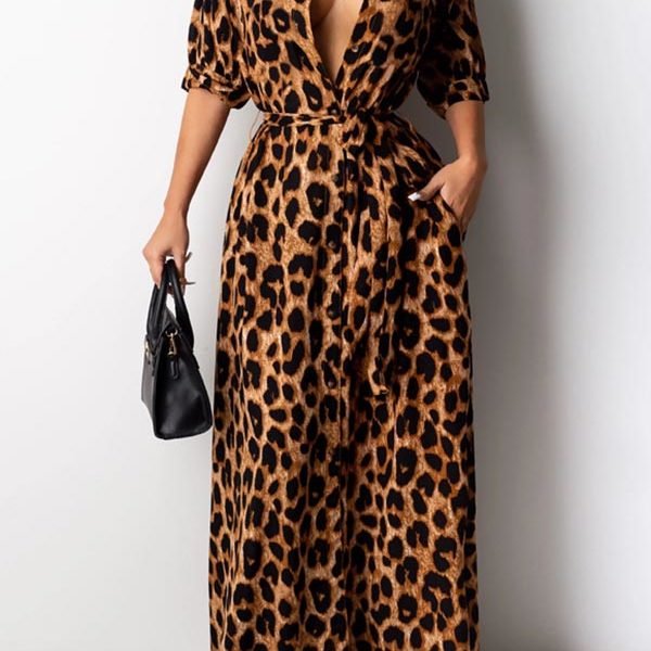 Lovely Casual Leopard Printed Floor Length Dress 2