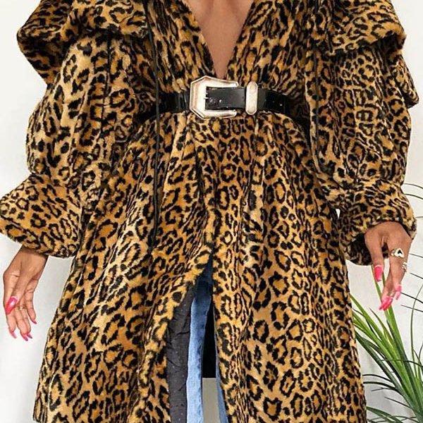 Lovely Trendy Loose Leopard Printed Coat(Without Belt) 2