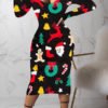Lovely Casual Printed Black Mid Calf Dress 3