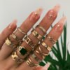 Lovely Trendy 13-piece Gold Metal Ring 3