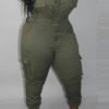Lovely Casual Buttons Design Army Green Plus Size One-piece Jumpsuit 3